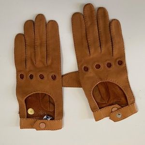 Vintage 1960' s Saddle Color Fine Calf Driving Gloves, From Joseph Hornes Size 7